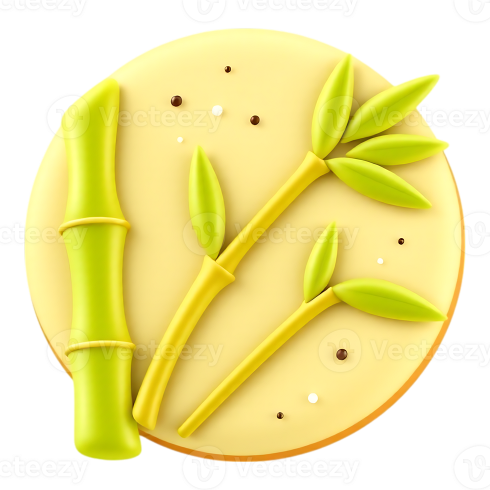 3D Cartoon Bamboo on Circular Platform png