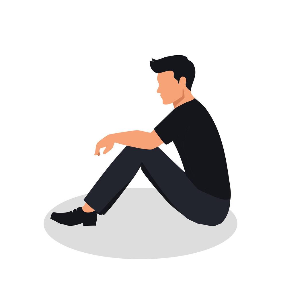 The depressed lonely man sitting design vector