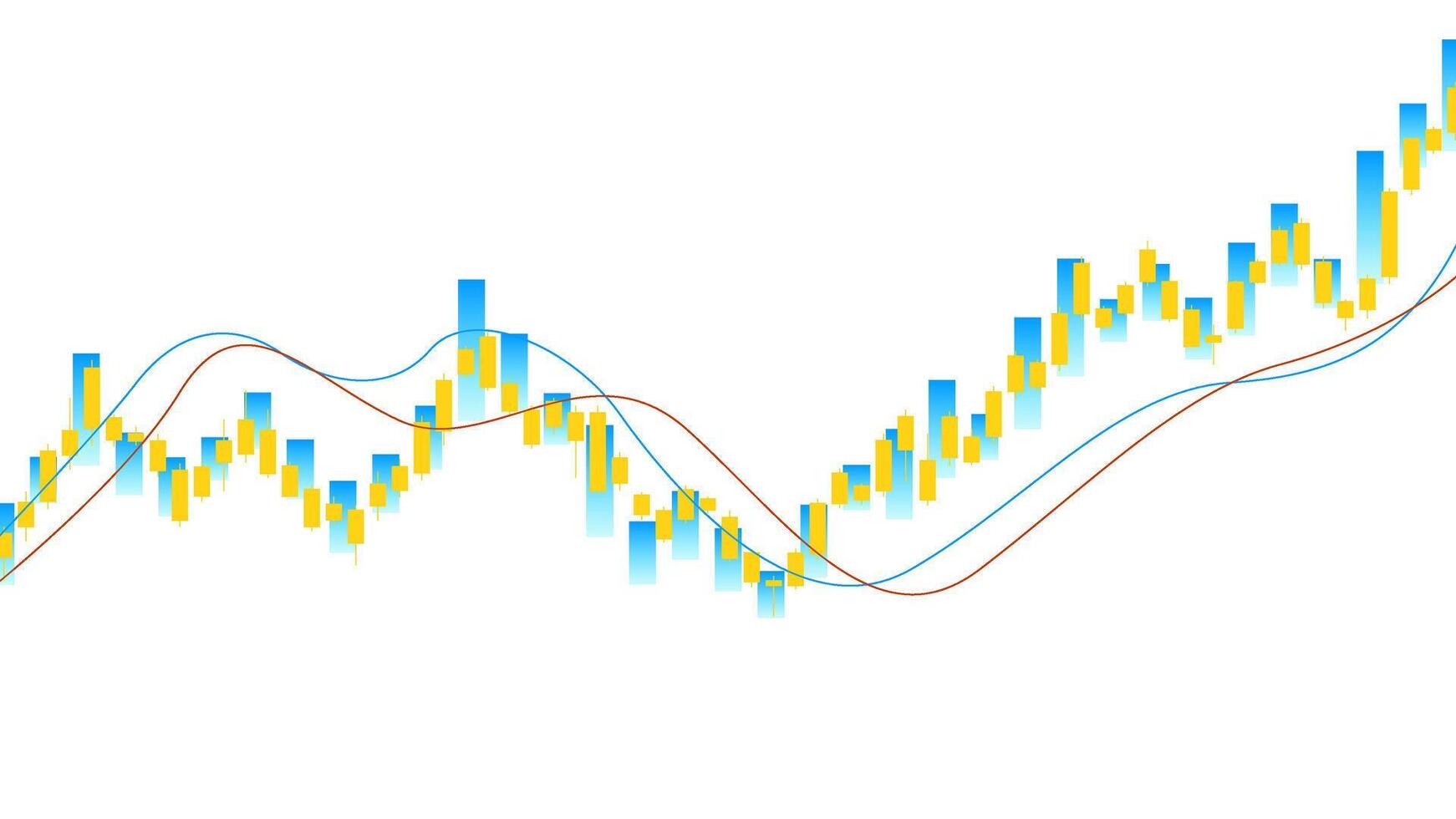 Stock market and investment trading graph and trade business analytics. Financial candlestick chart with line on white vector
