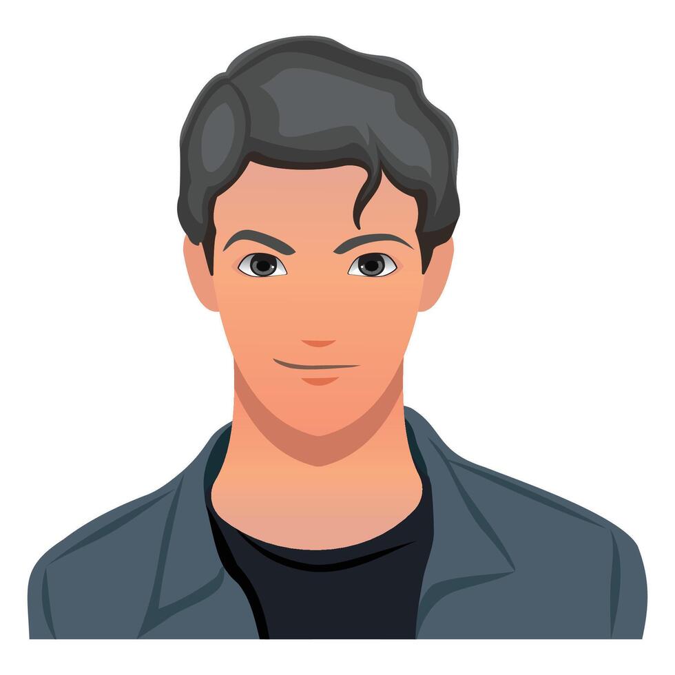 Animated young man with dark hair vector