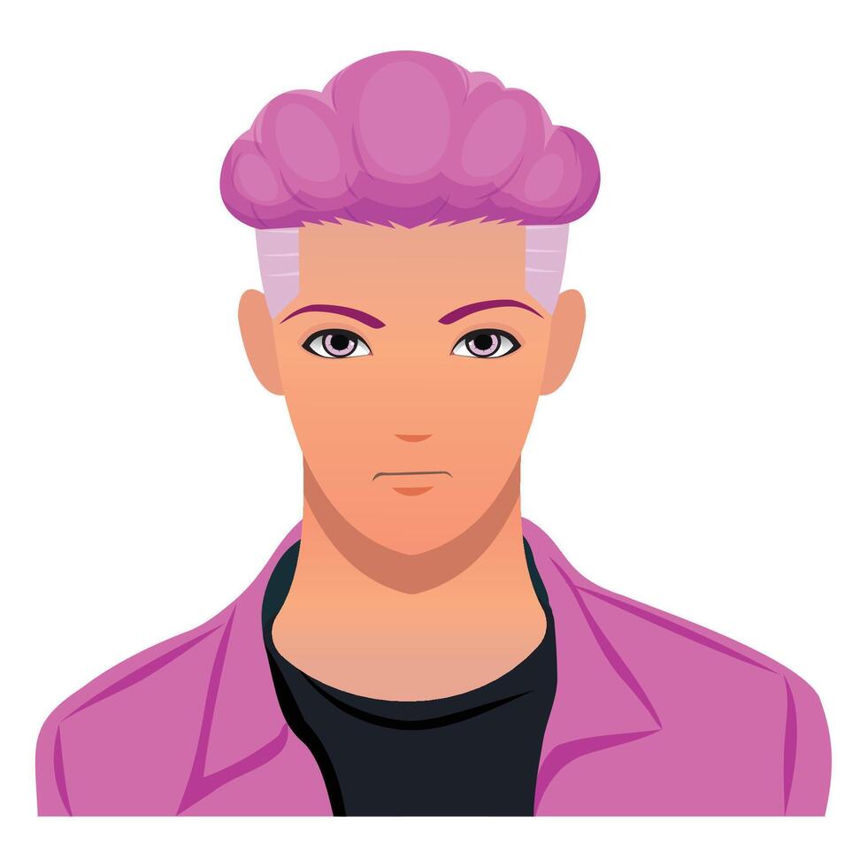 Male character with pink hair vector