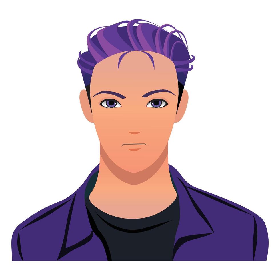 Young man with purple hair illustration vector