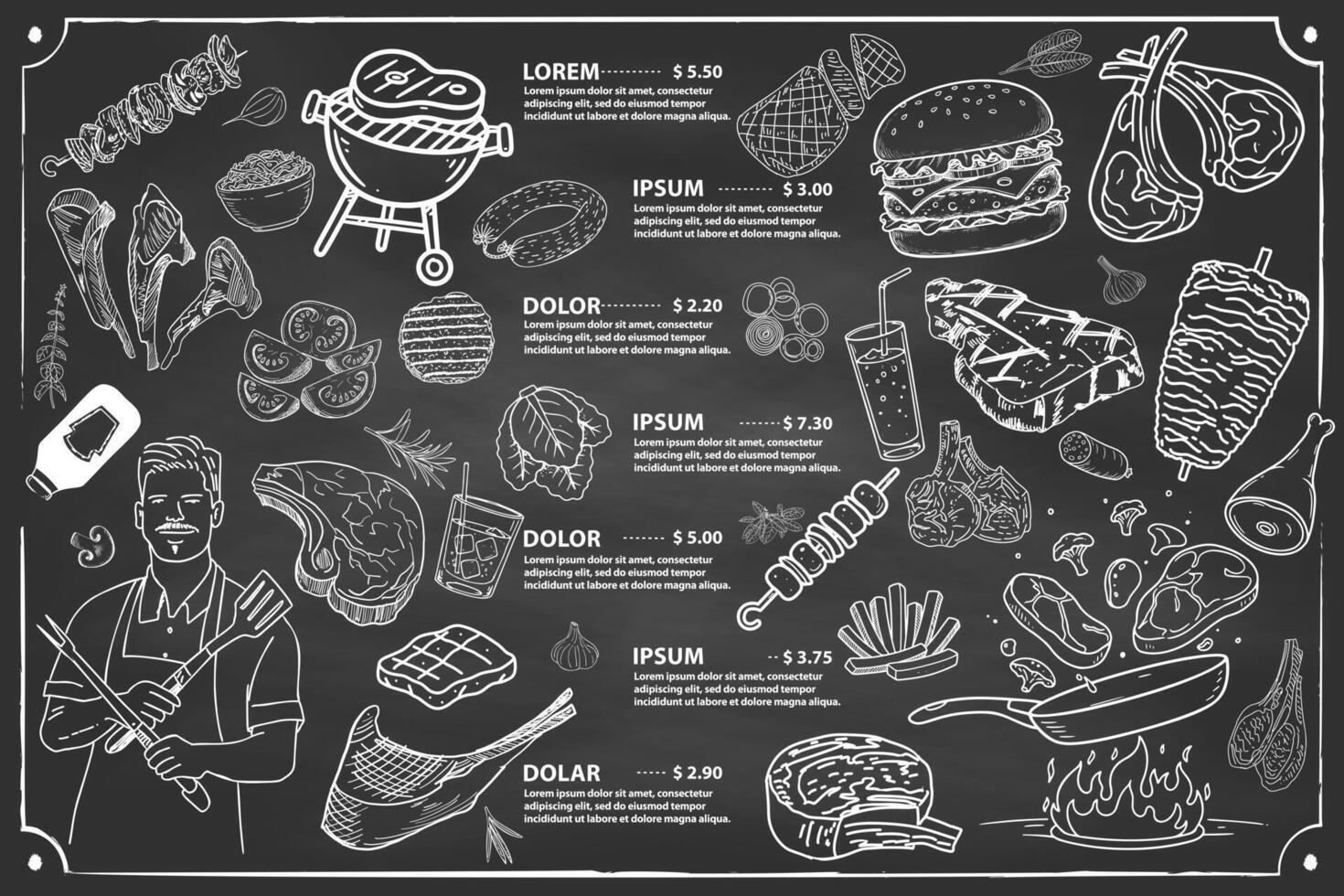 A menu design with rustic lines, perfect for restaurant and cafe concepts. vector