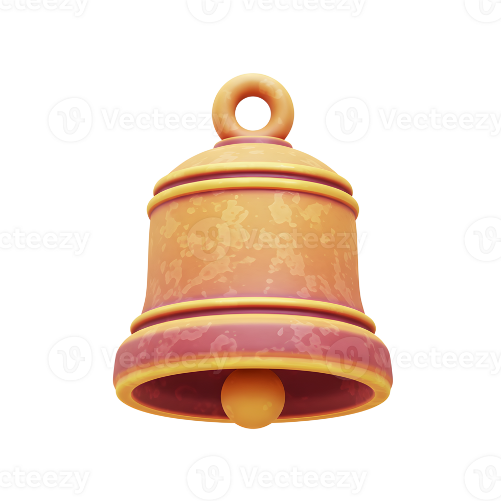 A golden and pink bell is ringing with a glowing effect, showing notification or alert. png
