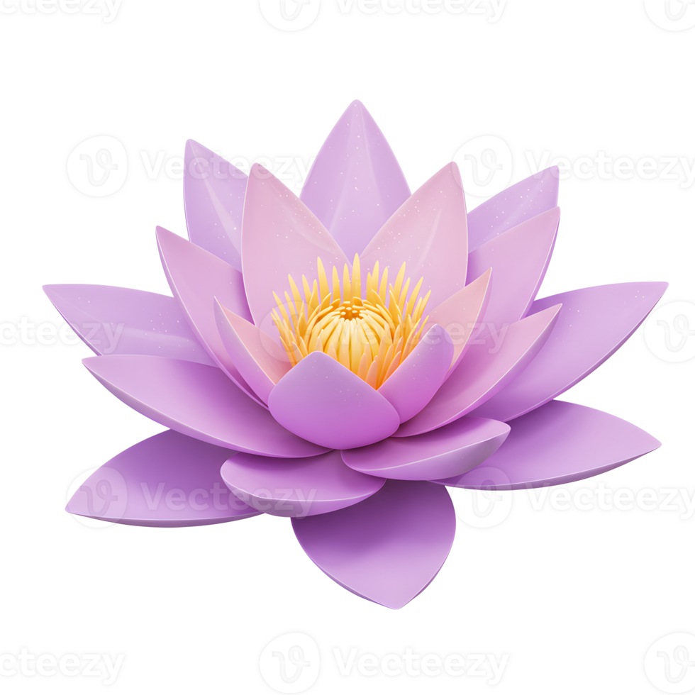 A stylized purple lotus flower with yellow center is depicted on a white background, ideal for graphic design projects. png