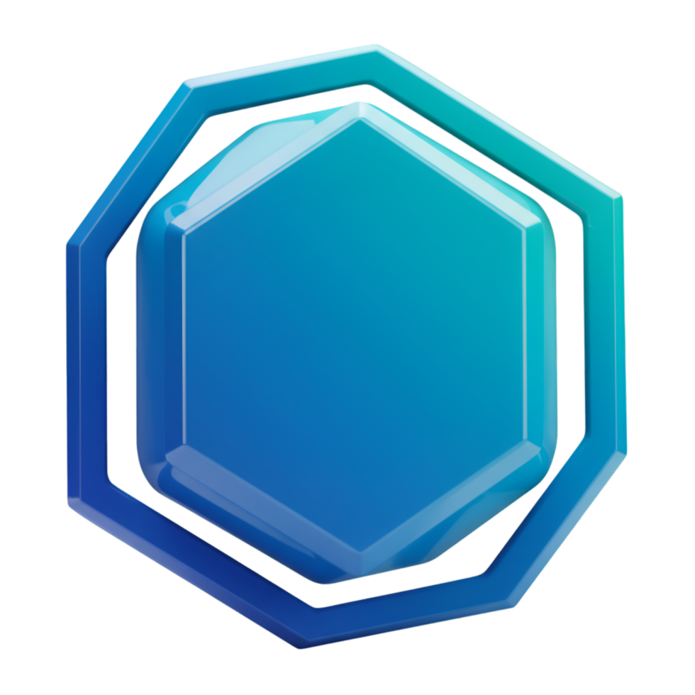 Blue Hexagonal Gem Crystal Stone png