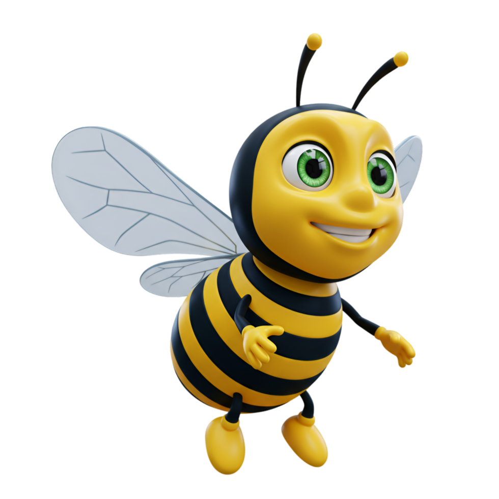 Yellow Cartoon Bee Flying Insect png