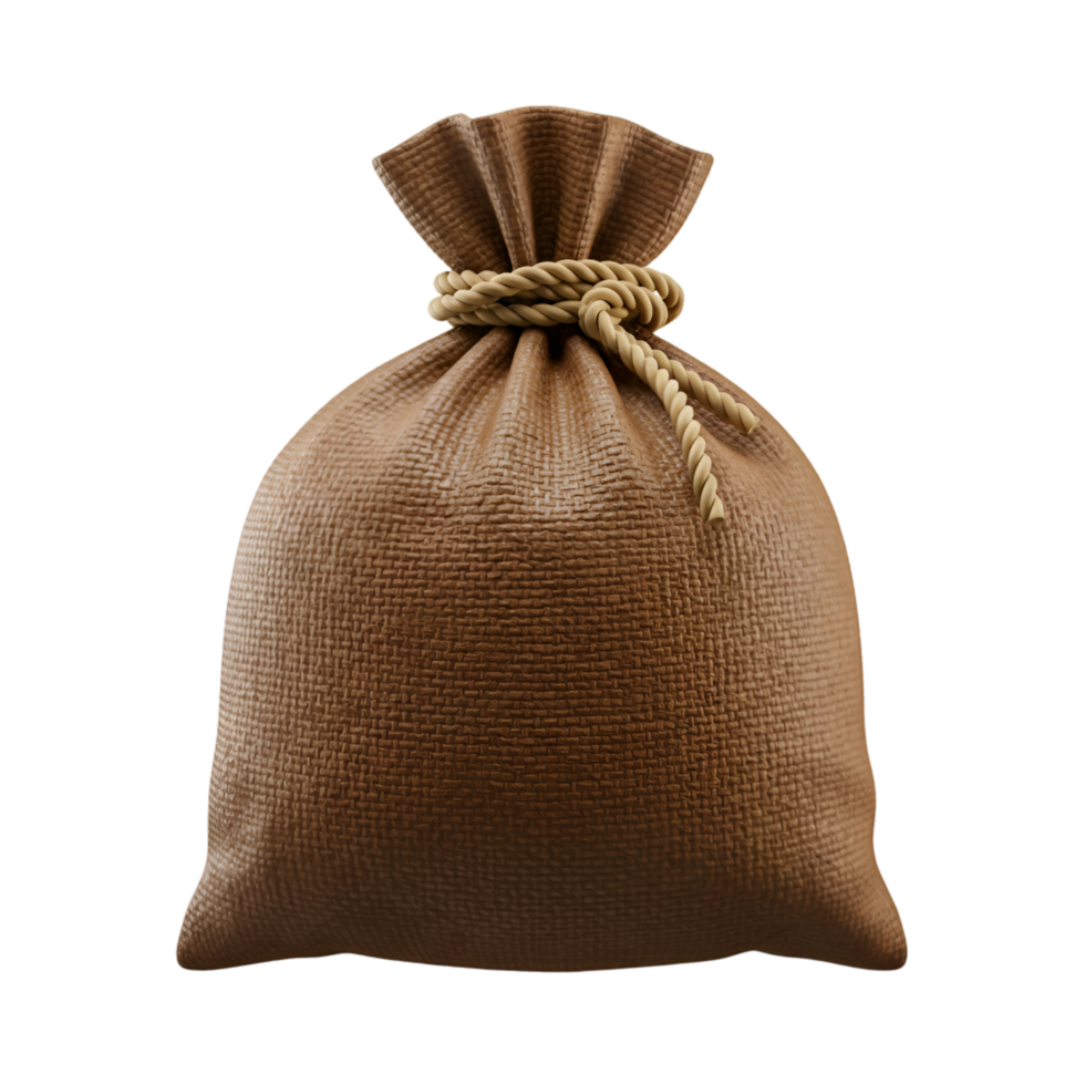 Brown Sack with Drawstring Closure png