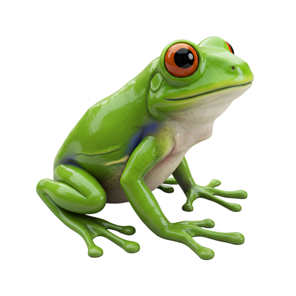 Green Frog Sitting on Lily Pad png