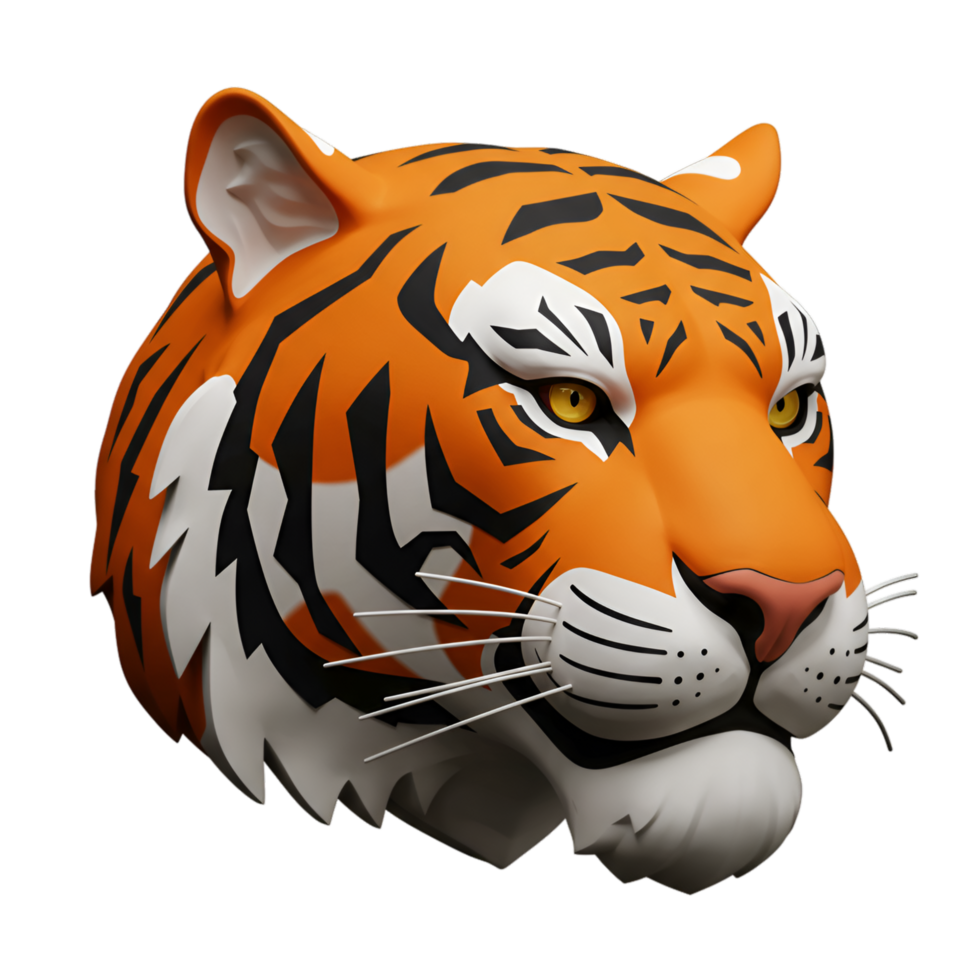 Orange Tiger Head with Black Stripes png