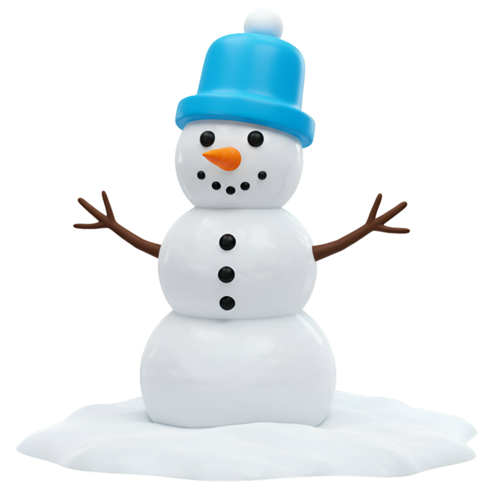Cheerful Snowman with Hat and Scarf png