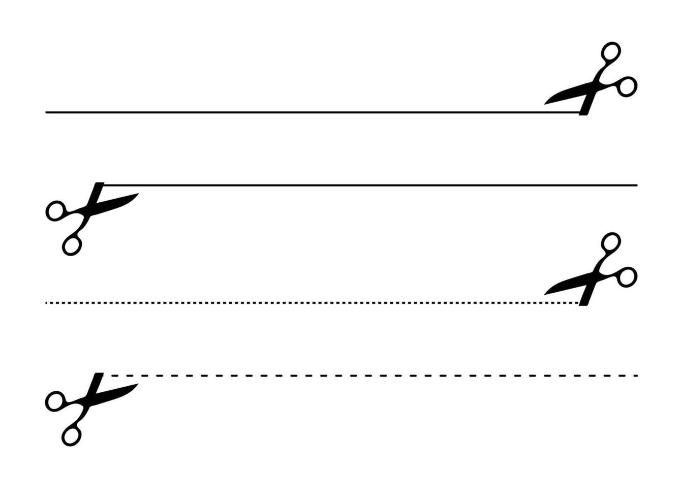 Set of Dotted and Plain Scissor Cutting Lines Cutting Lines Set vector