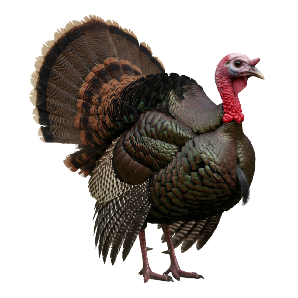Wild turkey bird with brown feathers standing on ground png