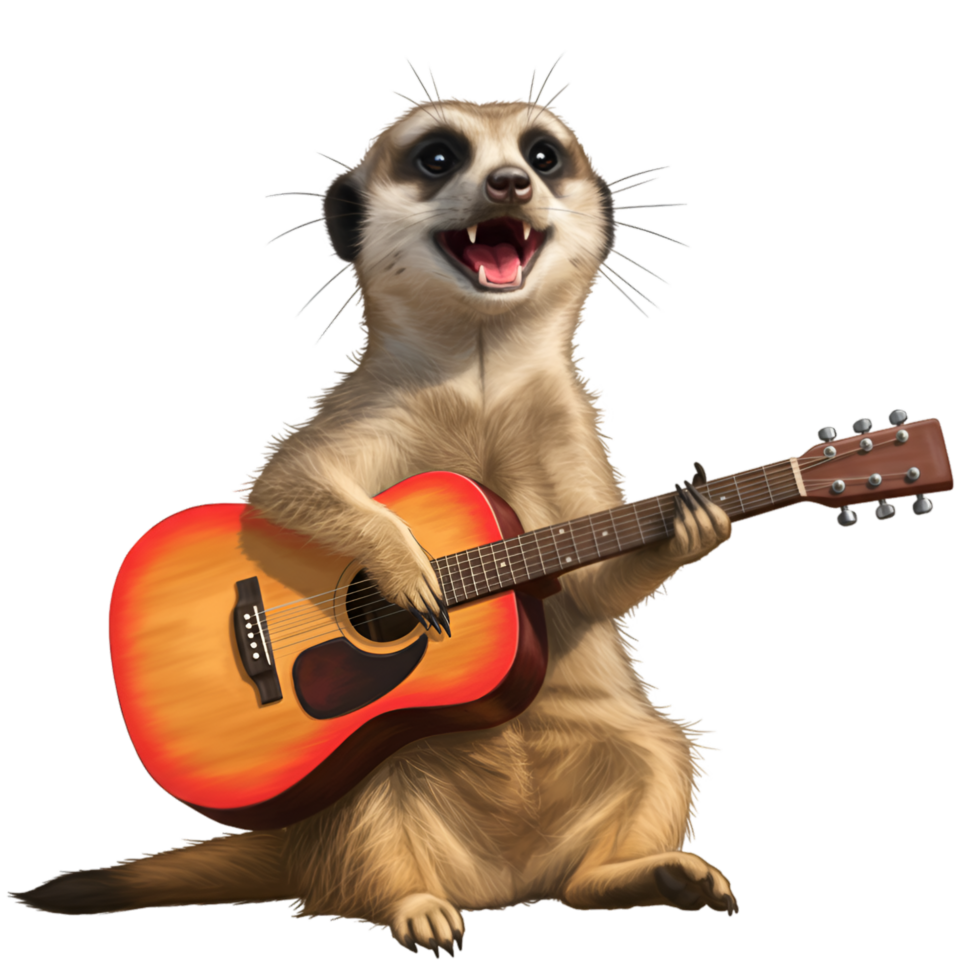 Cartoon character playing guitar with musical instrument and performance png