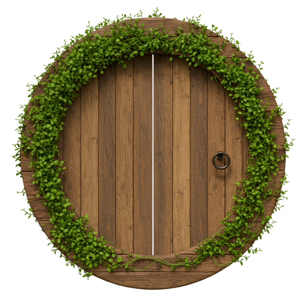 Wooden barrel with metal bands and rustic storage container png