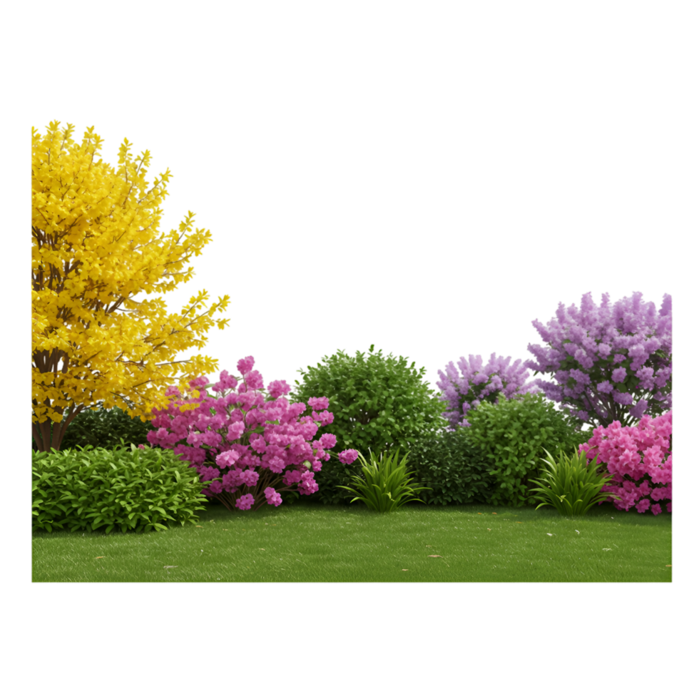 Colorful flower garden with various blooms in natural setting png