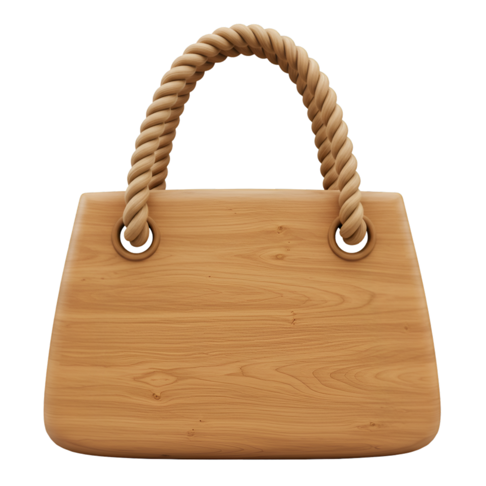 Brown leather purse with handles and classic handbag design png