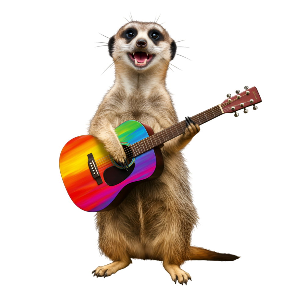 Cartoon musician character playing guitar with musical instrument performance png