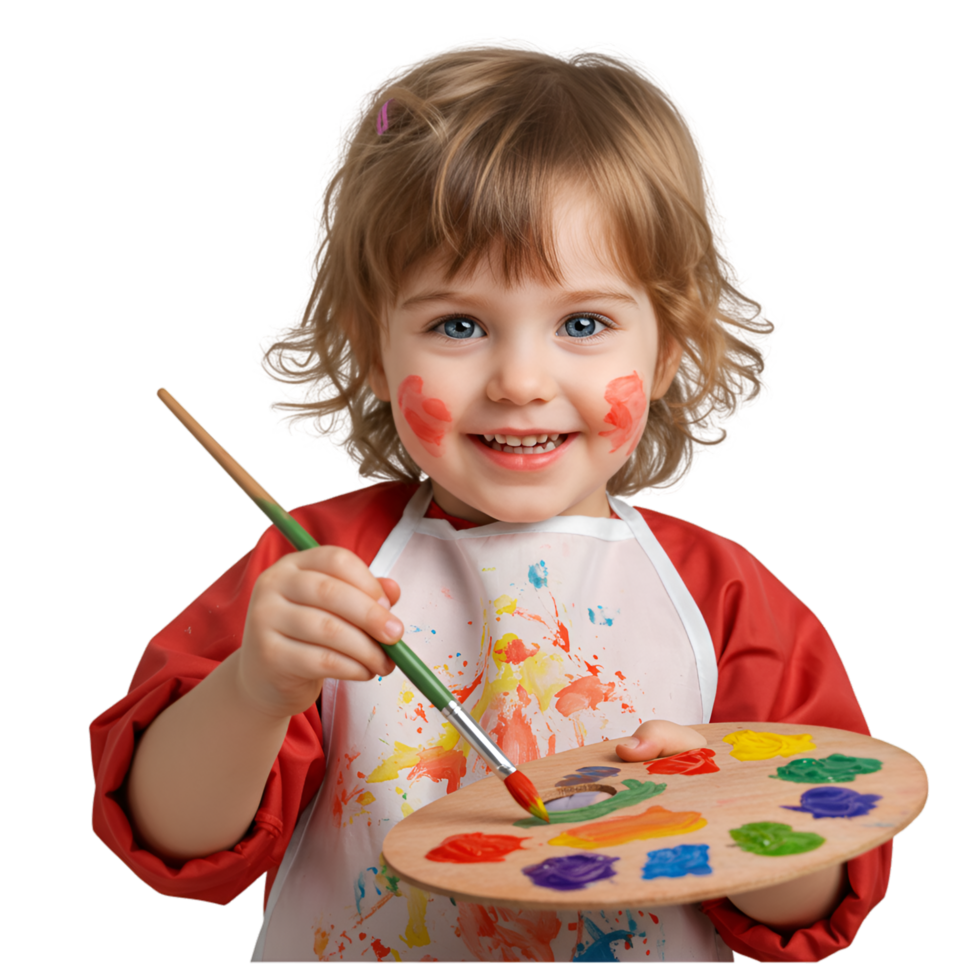 Young child eating meal at table with food plates png