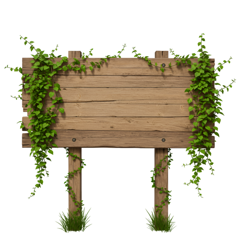 Weathered wooden plank sign with rustic brown wood finish png