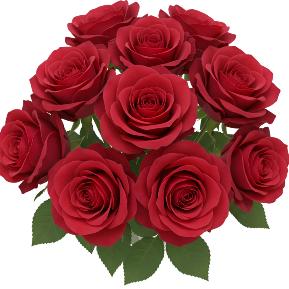 Bouquet of deep red roses arranged in cluster formation png
