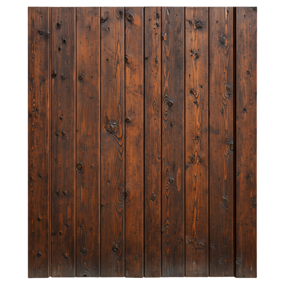 Wooden door with vertical planks and natural brown finish finish png