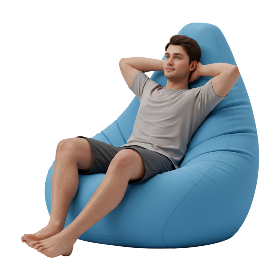 Red bean bag with comfortable seating and casual furniture png