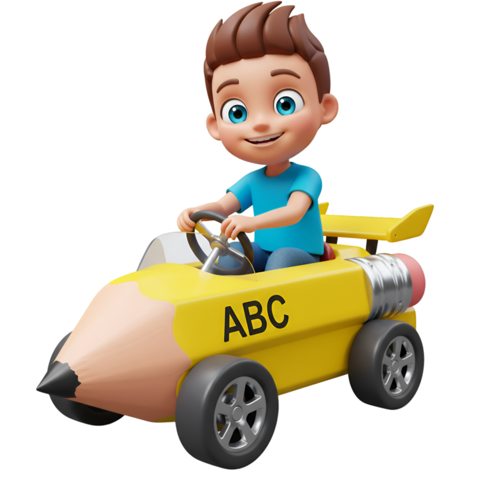 Child playing with toy car and imaginative play time png