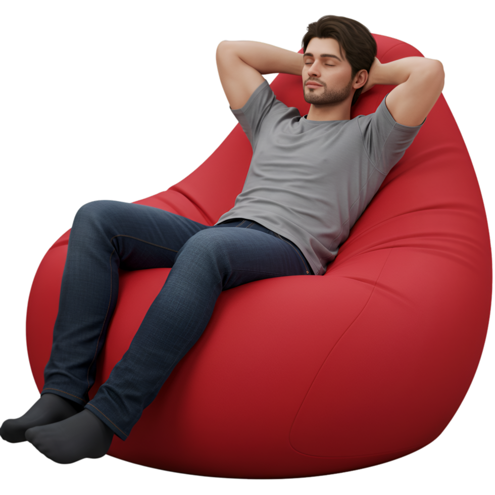 Red bean bag chair with comfortable casual seating png