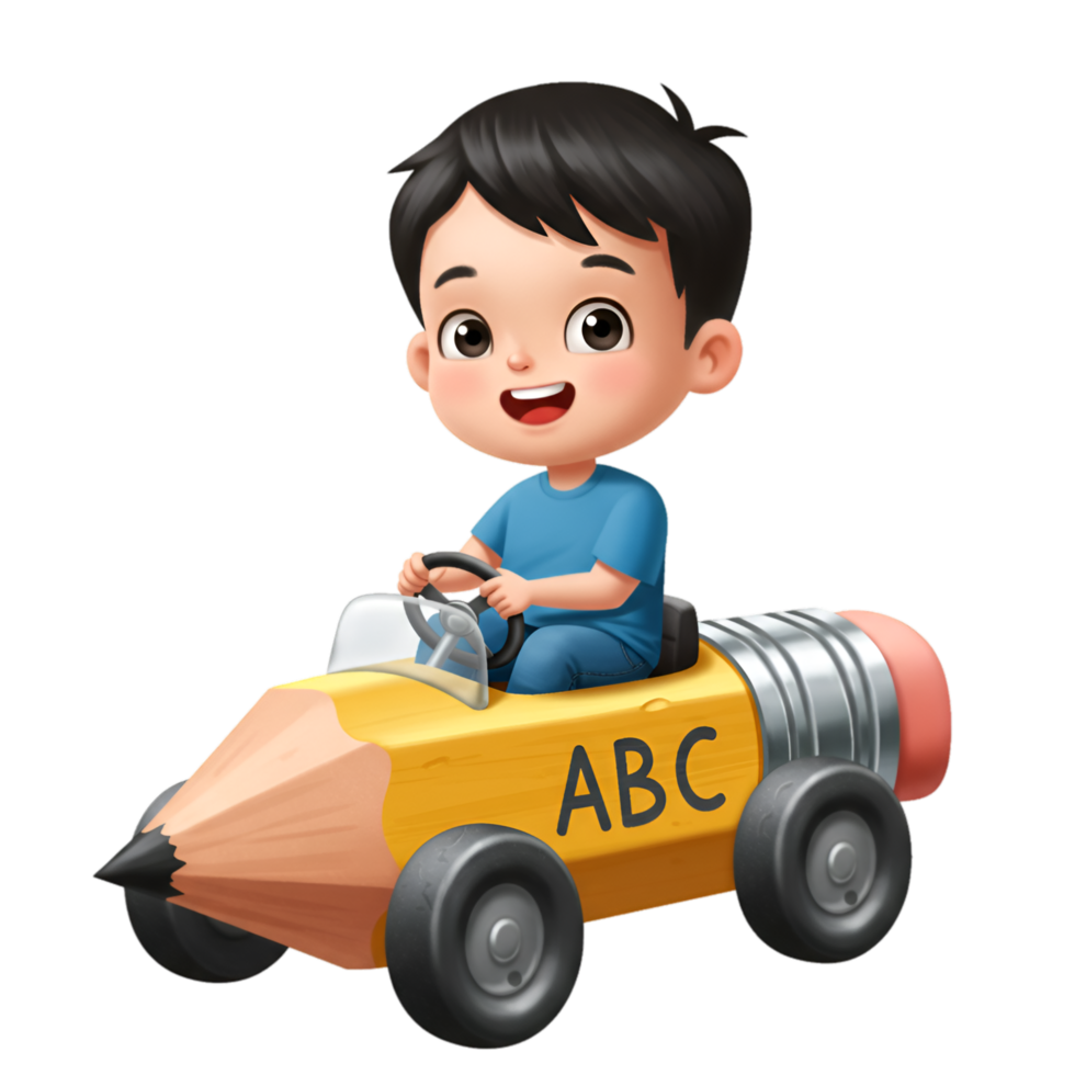 Child playing with toy car and imaginative play png