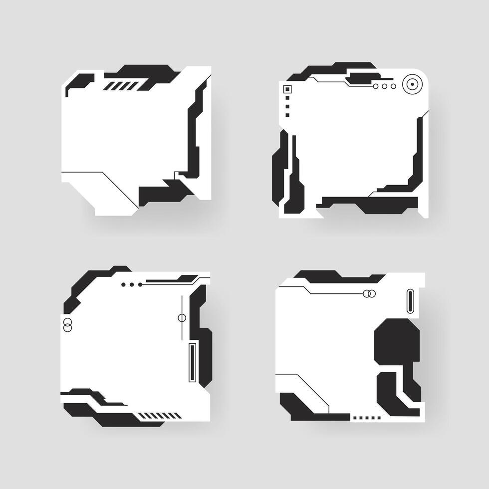 Cyberpunk decals set. Hud interface design . vector