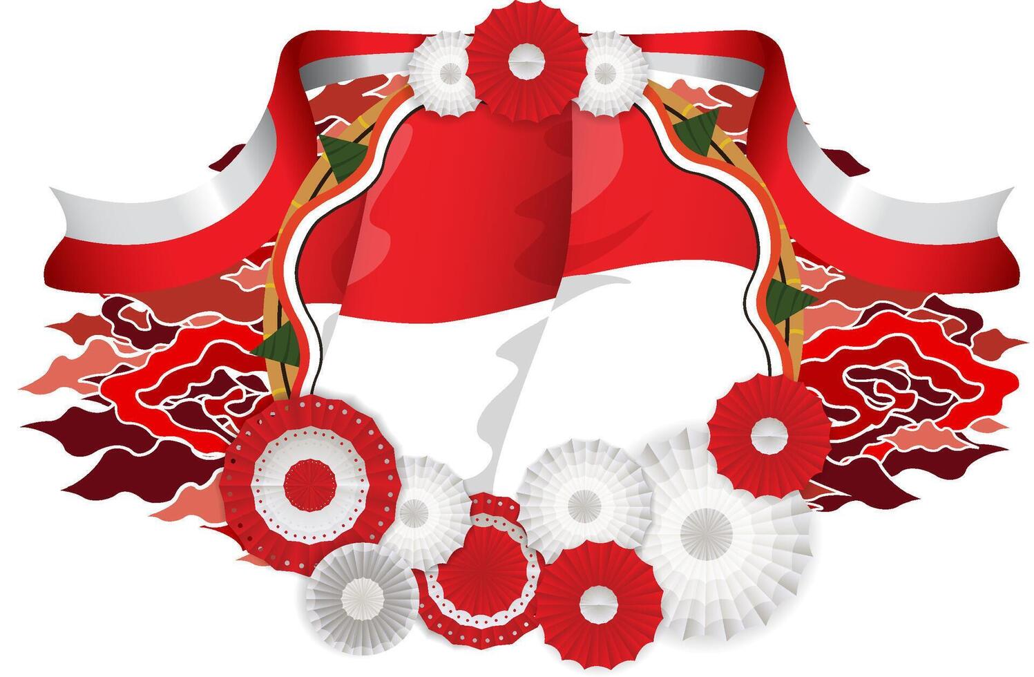 Decorative flag and colorful rosettes vector
