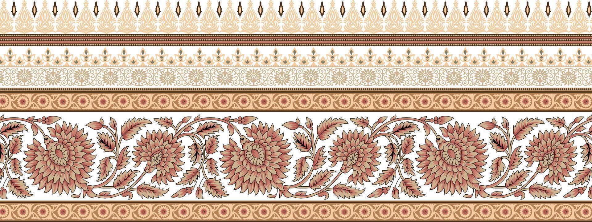 Textile digital design motif Abstract shapes pattern carpet baroque Paisley ornament demask border vector