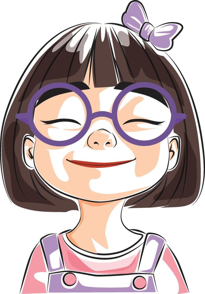 happy smiling girl doodle style vector
