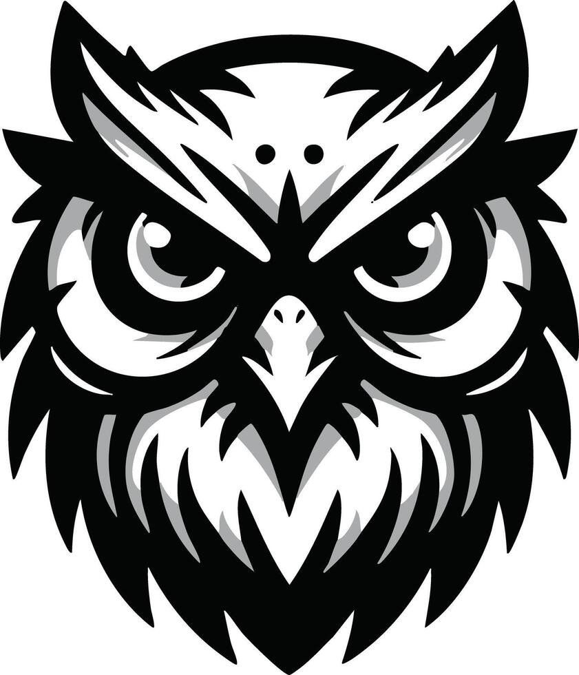 Owl Face Art An Awesome Wildlife Illustration Design Concept vector