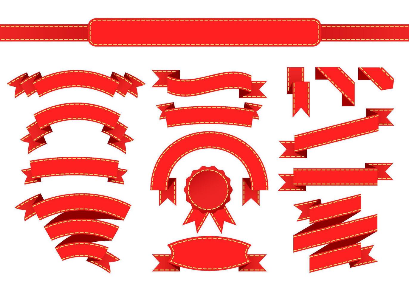 Set of red ribbons, labels and banners. Large collection isolated on white background vector