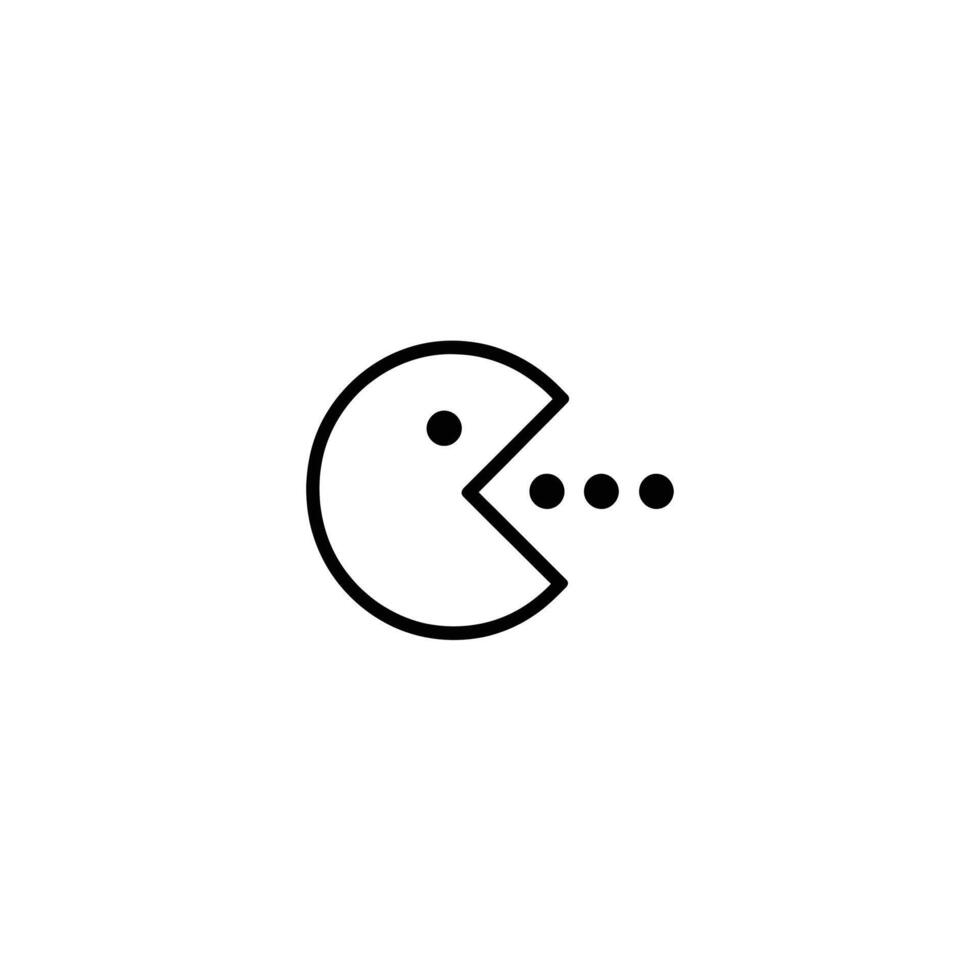 Round Character Eating Dots Monoline Icon vector