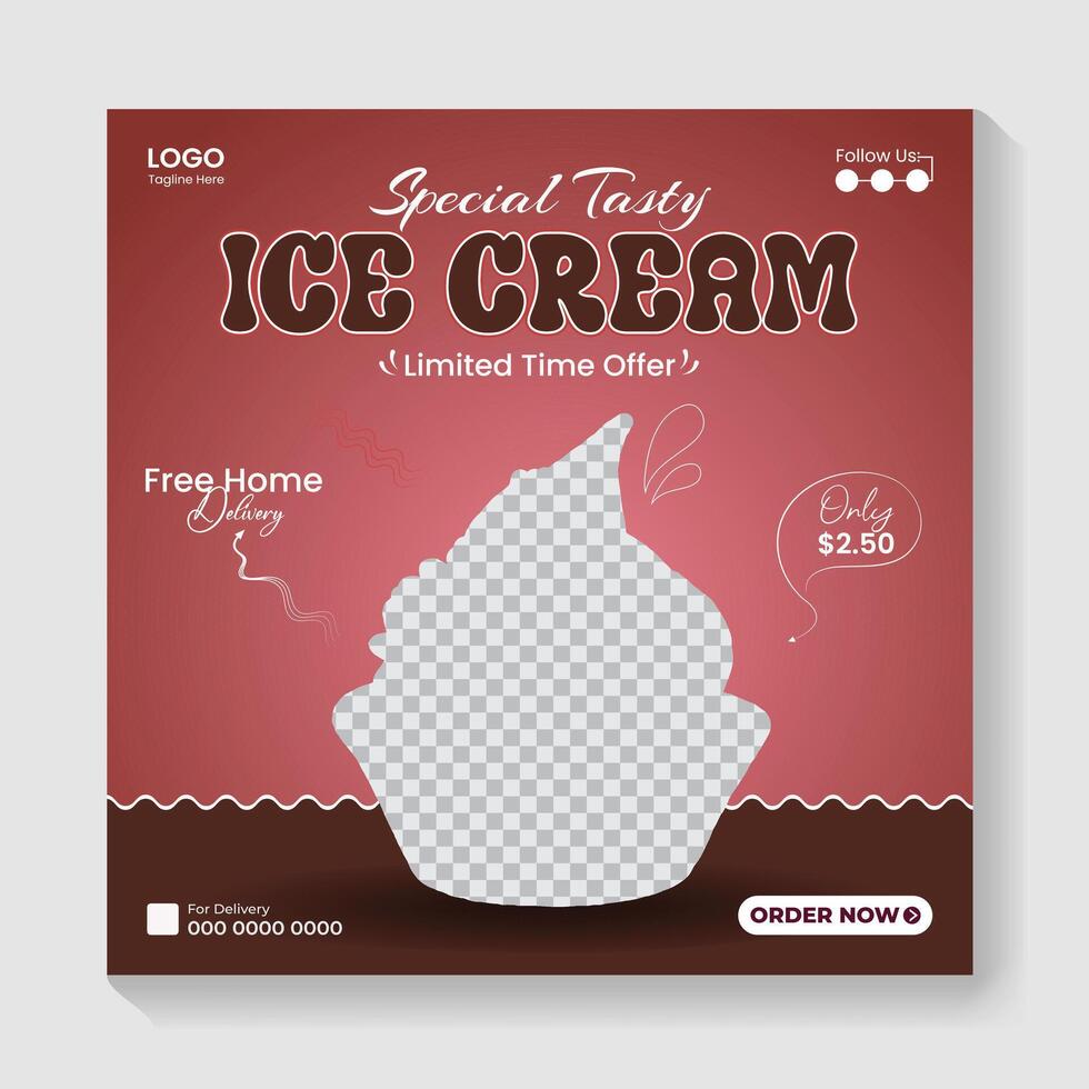 Delicious ice cream promotional graphic vector