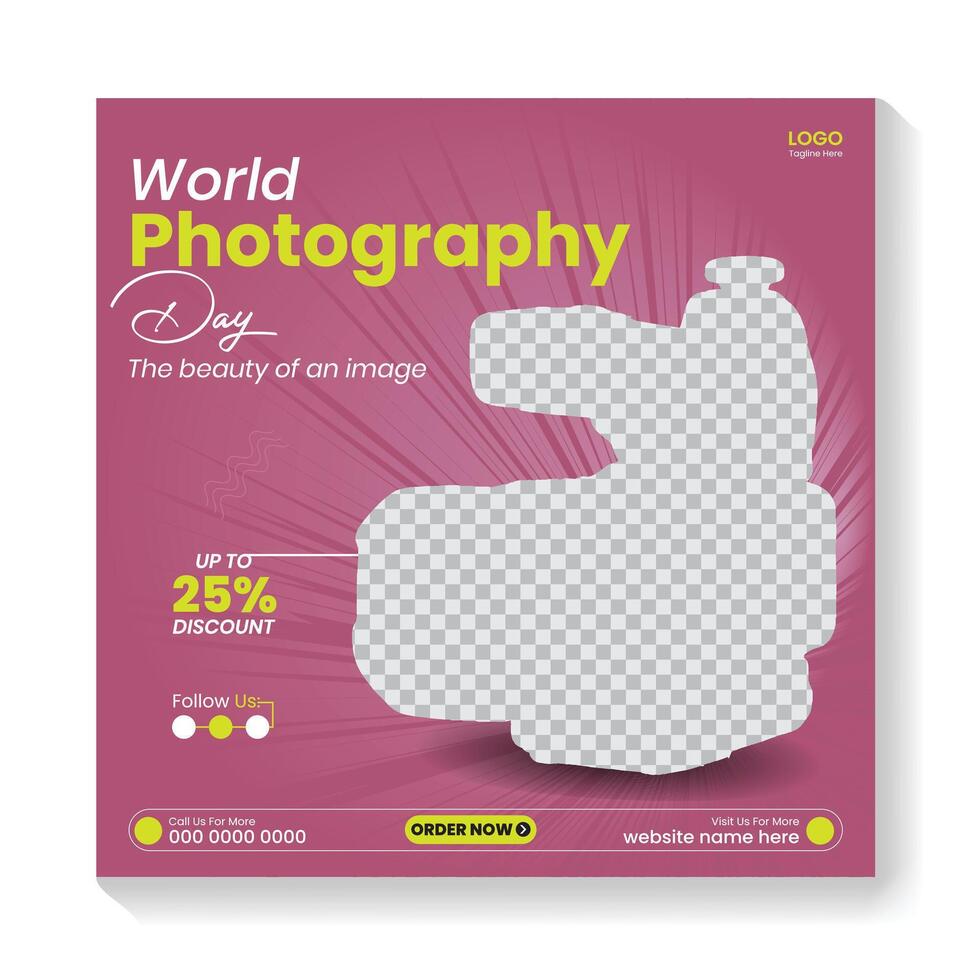 World Photography Day promotional poster vector