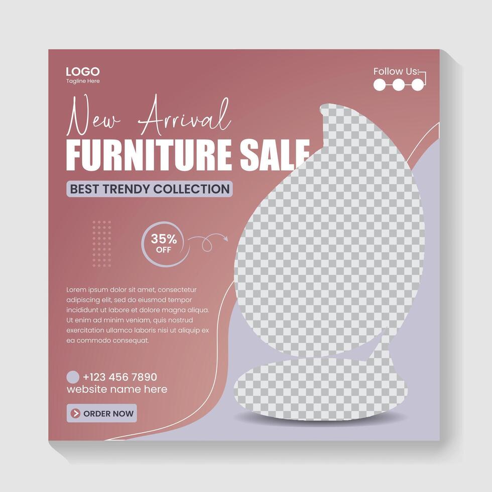 Modern furniture sale banner for flyer and social media post template, New exclusive furniture social media template vector