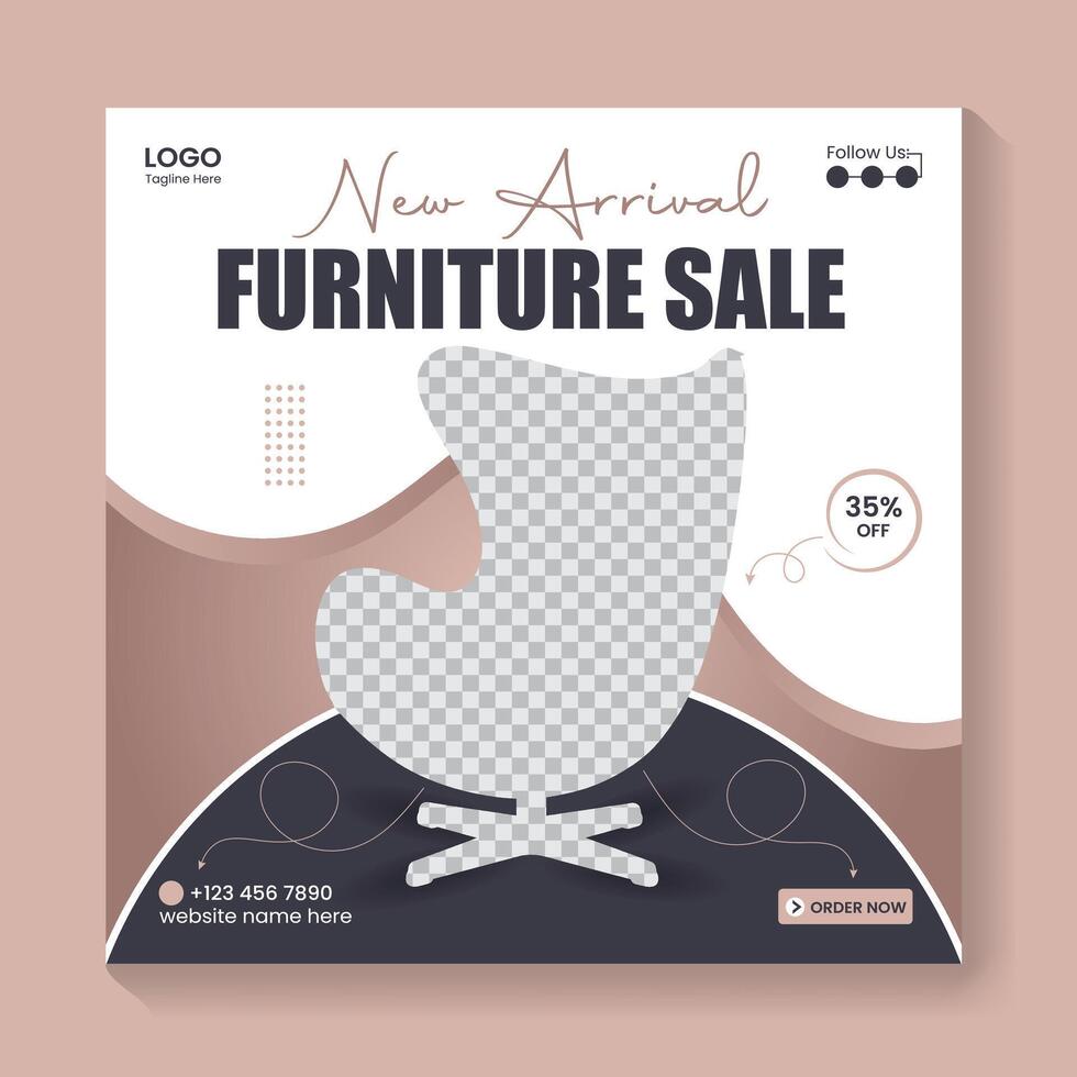 Modern furniture social media post banner template, home interior sale banner or social media post template, furniture web banner design vector
