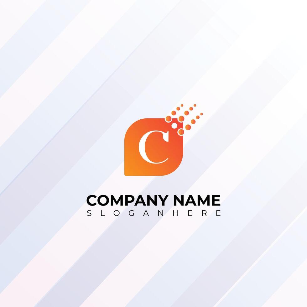 Minimalist Letter C with arrow logo monogram. vector