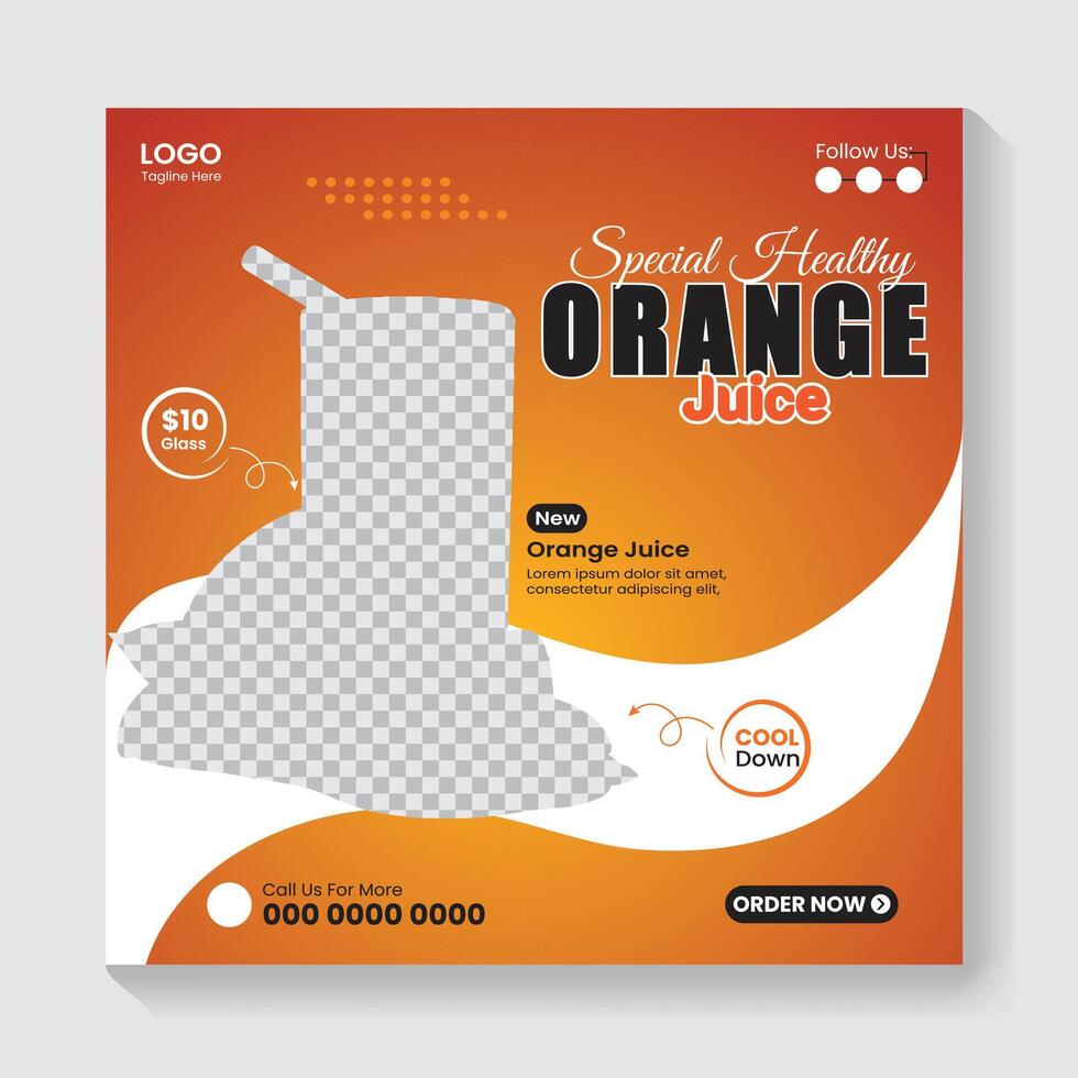 Orange juice social media post and juice web banner template vector