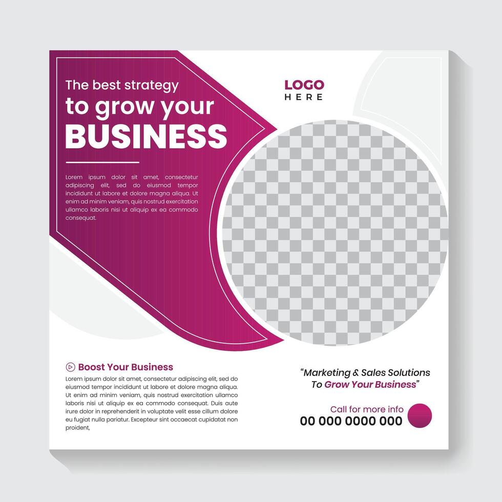 Digital marketing agency business promotion social media post design and square web banner template vector