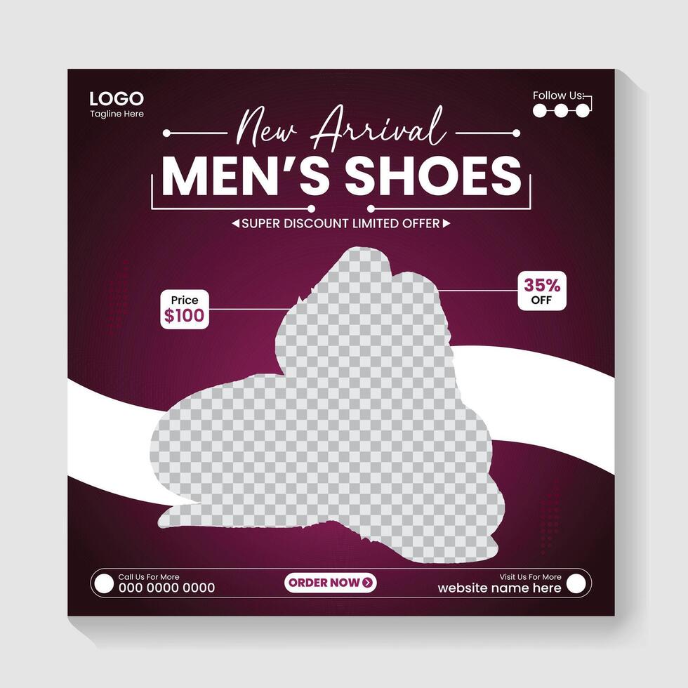 Premium Sneakers Social Media Post Design, Exclusive shoes collection for men, social media post, web banner template vector