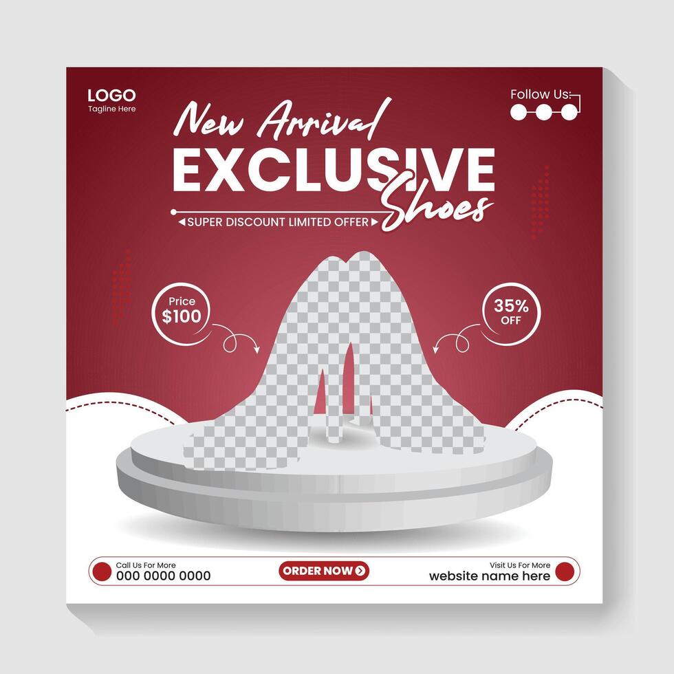 Product social media post design, shoes social media post design template vector
