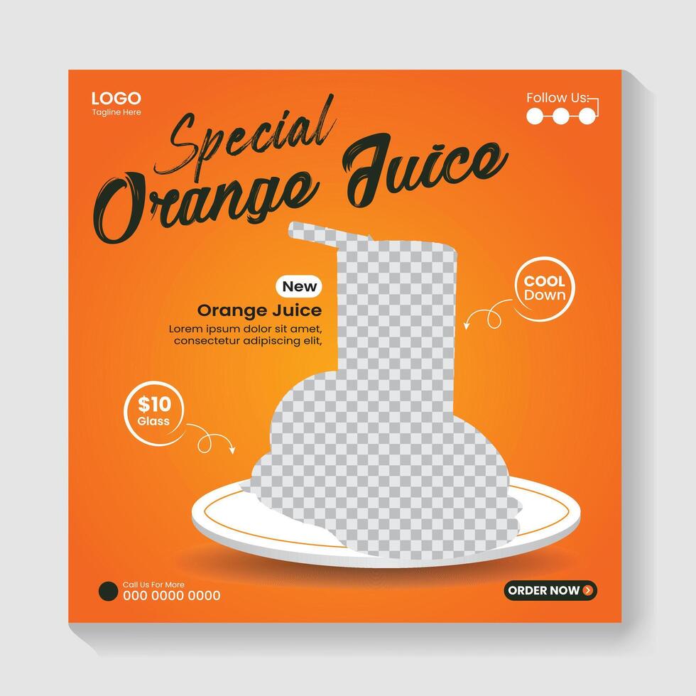 Special orange juice on a plate vector