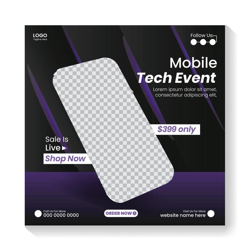 Mobile app promotion, social media post design, flash sale social media post design, and web banner template. vector
