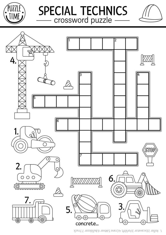 negro y blanco construcción sitio crucigrama rompecabezas para niños negro y blanco construcción sitio crucigrama rompecabezas para niños