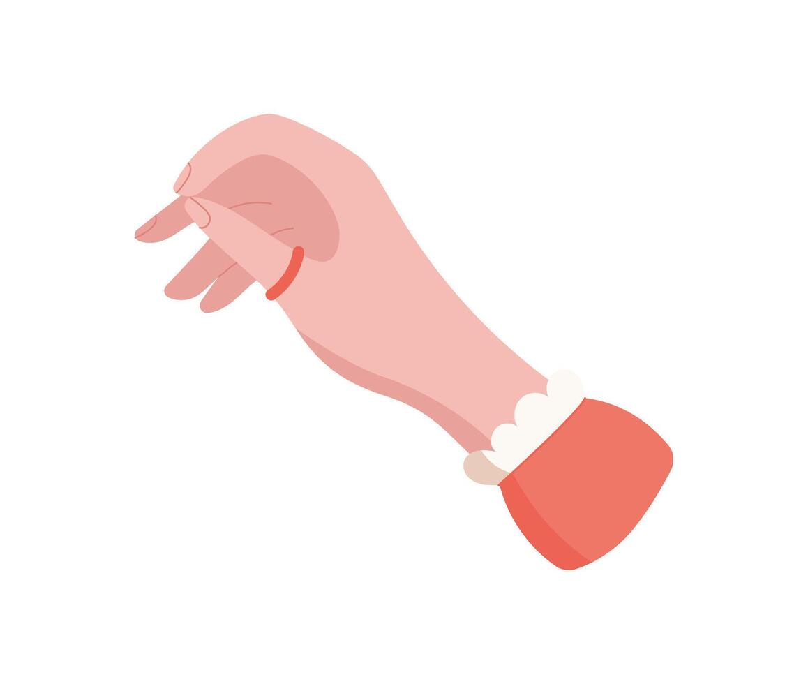 Female hand gesture icon. Flat graphic symbol of a hand character. Represents a sign of communication, human connection, and expression. Ideal for various projects, this isolated illustration serves vector